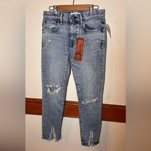 Moussy made in Japan distressed light wash high rise jeans
